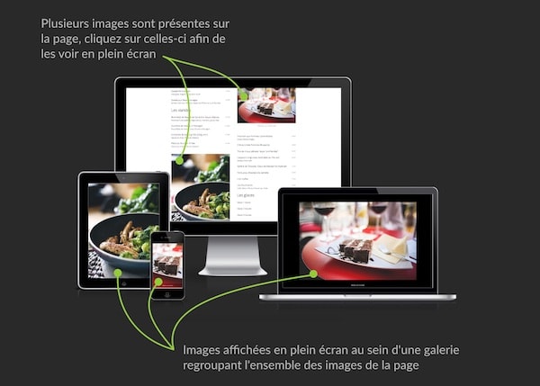 Illustration relative à l'affichage en plein écran des photos présentes sur chaque site.