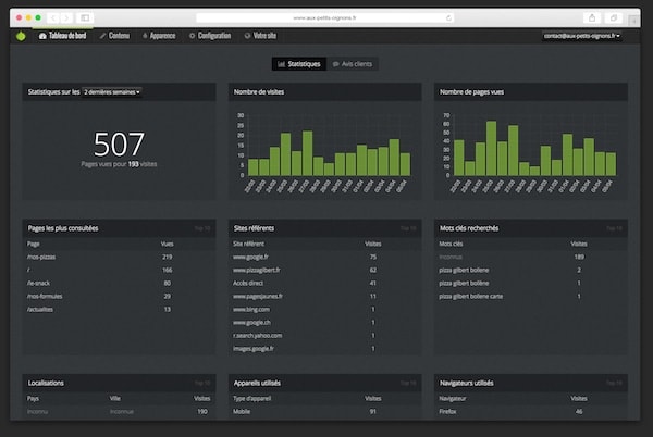 Capture d'écran de l'interface de visualisation des statistiques.
